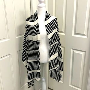 Lightweight black and white striped wrap scarf